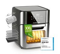 GOURMETmaxx Friggitrice digitale ad aria calda 12 L, forno XXL in acciaio inox | Timer, display touch, spiedo rotante | Frittura a basso contenuto di grassi e a risparmio energetico | 1800 W
