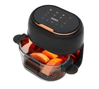 Friggitrice ad aria calda da 1350 W, con finestrella, 4 l, touch screen a | Friggitrice ad aria con pratica maniglia, intervallo di regolazione del tempo 0-120 min, può friggere e cuocere diversi