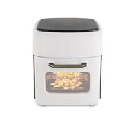 Friggitrice ad aria calda da 15 l, 1400 W, con finestra di visualizzazione, display a LED, touchscreen, senza grassi, senza olio (bianco)