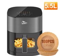 Friggitrice ad aria calda da 5,5 L, XXL con finestra di visualizzazione, 2000 W