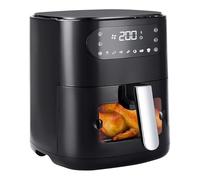 Friggitrice ad aria calda da 6 l, con finestra singola, 7 programmi di cottura, 11 funzioni, friggitrice ad aria calda silenziosa, facile da pulire con timer e touchscreen, 10 fogli di carta da forno