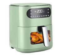 Friggitrice ad aria calda da 6 l, con finestra singola, 7 programmi di cottura, 11 funzioni, friggitrice ad aria calda silenziosa, facile da pulire con timer e touchscreen, 10 fogli di carta da forno