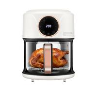 Friggitrice ad aria calda in vetro, 1200 W, portatile | Ciotola in vetro multifunzione, friggitrice ad aria con touch screen LED e trasparente, per casa e cucina