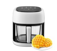 Friggitrice ad aria calda senza olio da 4,5 l, fornetto piccolo da 1350 W, cucina sana con 8 preimpostazioni, schermo LCD touch digitale, finestra di cottura visiva, cestello antiaderente