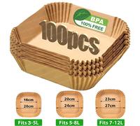 Friggitrice ad aria Carta da forno Friggitrice ad aria quadrata Fodere di carta pergamena per Ninja/Cosori/Pentola istantanea 3-12L Airfryer Accessori da cucina