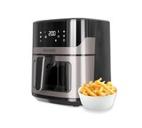 Friggitrice ad Aria con Finestra Trasparente - per Cottura Senza Olio, Timer, Cottura Sana e Veloce, 28x26x35.1cm, in Plastica, 1600W, 6.5L, Nero