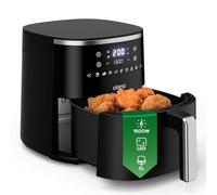 Friggitrice ad aria con pannello touch digitale, senza olio, friggitrice ad aria, extra croccante, arrostisci, cuoci al forno, riscalda, disidrata, 8 opzioni di cottura, antiaderente, cest