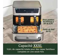 Friggitrice ad aria CUISINART AFT13XSSE - Capacità 13,6 l - Doppia vasca + 1 cassetto - Nero/Acciaio inossidabile - 2400 W