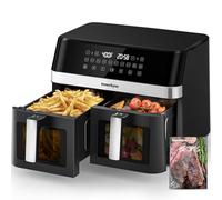 Friggitrice ad aria doppia grande 12QT, friggitrice ad aria a doppia zona 10 in 1 con cesti da 2 × 6QT, pannello facile a 60° con display touch completo, funzione SyncCook, finestra di visualizzazione