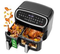 Friggitrice ad Aria Doppio Cestello, 10L XXL Capacità, Funzione 12 in 1, 50-200°C, 2800W Dual Basket Air Fryer con Finestra, Touchscreen, Cottura sana, veloce e versatile - Cooki G10 Pro