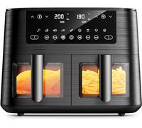 Friggitrice ad Aria Doppio Cestello, 9L Air fryer con Finestra di Visualizzazione, 9 Programmi di Cottura, Cottura Senza Olio, 90% Di Grassi In Meno, Funzione Appuntamento, Componenti Antiaderenti