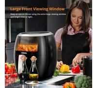 Friggitrice ad aria, forno Airfryer 8QT con finestra di visualizzazione Fornello senza olio con display digitale 8 preimpostazioni di cottura Lavabile in lavastoviglie nero