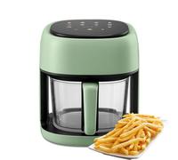 Friggitrice ad aria, friggitrice ad aria visualizzata da 1350 W e 4,5 l, cottura sana con l'85% di olio in meno, friggitrice ad aria silenziosa 8 in 1 che arrostisce, cuoce al forno, griglia