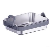 Friggitrice ad aria in acciaio inox con coperchio e griglia con manico antiscivolo per riscaldamento uniforme, lavabile in lavastoviglie, utensile da cucina grigio o nero (grigio 2)