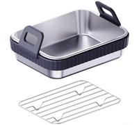 Friggitrice ad aria in acciaio inox con coperchio e griglia con manico antiscivolo per riscaldamento uniforme, lavabile in lavastoviglie, utensile da cucina grigio o nero (nero 3)