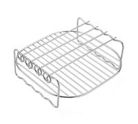 Friggitrice ad aria in acciaio inox - Grill, griglia per friggitrice ad aria a doppio strato | multiuso con spiedini - Supporto per rack multiuso per cucinare