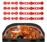 Friggitrice Ad Aria Magnetica in Silicone Fibbia,Clip Magnetiche in Silicone per Carta da Forno, Resistente al Calore Previene le Bruciature della Carta (4Pcs-Red)