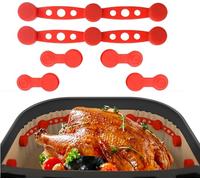 Friggitrice Ad Aria Magnetica in Silicone Fibbia,Clip Magnetiche in Silicone per Carta da Forno, Resistente al Calore Previene le Bruciature della Carta (2Pcs-Red)