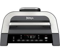 Ninja Griglia e Friggitrice ad Aria MAX 6 in 1, 6 Funzioni di Cottura, Prepara fino a 6 Hamburger, capacità 3,8 L, Poco Fumo, Include Termometro Digitale per Carne, Grigio/Argento, DG551EU