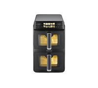 PRIXTON Friggitrice ad Aria Verticale 10L con Doppio Cestello 5L + 5L, 2600 W, Air Fryer senza Olio con 2 Cestelli Indipendenti, Display LED Touch, 10 Programmi, 80-200 °C, Finestra e Illuminazione