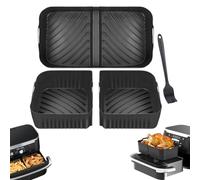 Friggitrice ad Aria Teglie Riutilizzabili per Friggitrice ad Aria Ninja Flex AF500 Accessori, Nero 3 Pezzi e 1 Spazzola in Silicone (10.4L+5.2L)