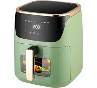 Friggitrice Ad Aria Visiva da 6 Litri, Friggitrice Elettrica per Friggitrice Intelligente Multifunzionale Completamente Automatica per Uso Domestico, 1500 W, Ca Friggere, Cuoce, Grün, LCD Model