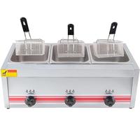 Friggitrice commerciale 10/20/30L a gas di grande capacità, GPL dell'acciaio inossidabile per uso domestico ed uso, potere di fuoco regolabile, con il cestello ed il coperchio, facile da pul