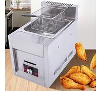 Friggitrice commerciale 10L/20L a gas di grande capacità, GPL in acciaio inossidabile per la casa e, potenza di fuoco regolabile, con cestello e coperchi, doppio cilindro (monocilindro)