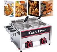 Friggitrice commerciale 11L a gas di grande capacità, doppio piano di lavoro del GPL con la costruzione dell'acciaio inossidabile - perfetto per la cucina del ristorante, potenza di fuoco re