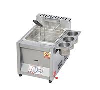 Friggitrice commerciale 18L/26L Desktop Grande Gas Propano, Acciaio Inox Leggero GPL Grande Capacità Pollo E Patatine Fritte All'aperto Gas, Doppio Con Cestello E Coperchio (8L W