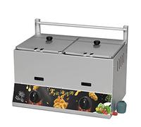 Friggitrice commerciale a doppia vasca in acciaio inox - Attrezzatura da cucina domestica con 2 cestelli, regolazione manuale della temperatura - 22L Gas
