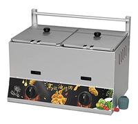 Friggitrice commerciale a gas doppia serbatoio da tavolo in acciaio inox regolazione manuale della temperatura per catering ristorante caffetteria caffetteria