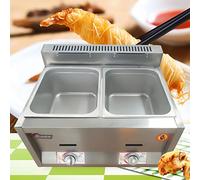 Friggitrice commerciale a gas GPL, grande capacità, friggitrice a gas GPL, friggitrice da cucina in acciaio inox con cestini rimovibili e coperchio per ristoranti, supermercati e fast food (12 litri 2