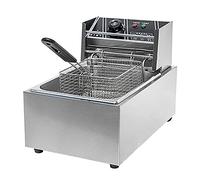 Friggitrice commerciale Chip elettrico in acciaio inossidabile da 6 litri 2500 W con timer e controllo della temperatura Cestello interno in rete rimovibile Serbatoio dell'olio antiaderente