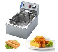 Friggitrice commerciale Chip in acciaio inossidabile grasso con cestello dell'olio, coperchio della finestra Elemento riscaldante rimovibile in acciaio inossidabile lucido con controllo dell