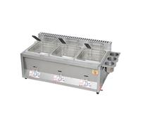 Friggitrice commerciale da 24 litri a gas GPL, friggitrice in acciaio inox con 3 cestini e coperchi per pentole, vassoio per condimenti, per patatine fritte, casa, cucina e ristorante
