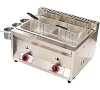 Friggitrice Commerciale da Banco A Gas con Cestello E Coperchio, Friggitrice A Serbatoio Singolo in Acciaio Inossidabile per Uso Domestico Facile da Pulire, 55 * 44.5 * 34.8cm