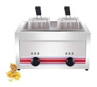 Friggitrice commerciale da banco a gas, con cestello tutto rivestito, gas all'aperto, gas, per ristorante, fast food, doppio cilindro
