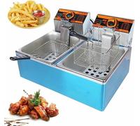 Friggitrice commerciale elettrica in acciaio inox con cestello e coperchio, 5,5 litri 11 litri facile da pulire, piano di lavoro elettrico S, aria per la casa e cilindro in acciaio inox ~ /