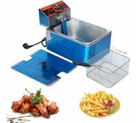 Friggitrice commerciale elettrica in acciaio inox con cestello e coperchio, 5,5 litri 11 litri facile da pulire, piano di lavoro elettrico S, aria per la casa e cilindro in acciaio inox ~ /