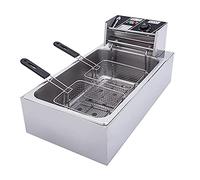 Friggitrice commerciale Elettrico 22L Serbatoio Grasso Controllo Della Temperatura Fino A 300°C Chip In Acciaio Inox Cestello Olio Rimovibile Per Ristorante, Ristorante Fast Food 3000W