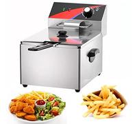Friggitrice commerciale Fat Single Double Cylinder, cestello rimovibile ed elemento riscaldante, antiscivolo - Controllo termostato regolabile (colore: 17L) (8L)