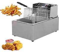 Friggitrice commerciale Frittierte Macchina Inox Fat 6L 12L Singolo Doppio Cilindro Elettrico Antiscivolo Facile Da Pulire Controllo Della Temperatura Regolabile, Spie Luminose, Viewi