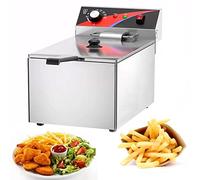 Friggitrice commerciale Grasso singolo doppio cilindro, cestello rimovibile grasso ed elemento riscaldante, antiscivolo - Controllo termostato regolabile (colore: 17L) (17L)