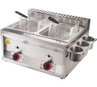 Friggitrice commerciale in acciaio inox a doppio cilindro a gas con paletta a cestello per ristorante e cucina domestica