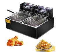 Friggitrice commerciale, padella elettrica con chip, grasso con cestello rimovibile ed elemento riscaldante professionale, padella antiaderente e controlli della temperatura regolabili facil