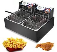 Friggitrice con cestello, controllo della temperatura regolabile 50~200°C, maniglia di sicurezza e padella antiaderente, friggitrice per uso domestico e commerciale, facile da pulire (colore: st