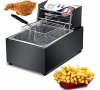 Friggitrice con cestello, controllo della temperatura regolabile 50~200°C, maniglia di sicurezza e padella antiaderente, friggitrice per uso domestico e commerciale, facile da pulire (Style1) (S