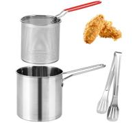 Friggitrice con cestello in acciaio inossidabile 304 con cestello da 1200 ml, mini friggitrice ad olio con maniglia, multifunzione, piccola padella per tempura, pesce, pollo (B)