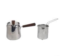 Friggitrice con corpo in acciaio inossidabile 304, manico in noce e cestello in rete, capacità 1 5L 2 0L base antiscivolo per un drenaggio efficiente dell'olio adatta a più tipi di stufe (A-3)